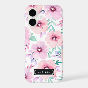 Girly Pink Lavender Watercolor Floral Custom