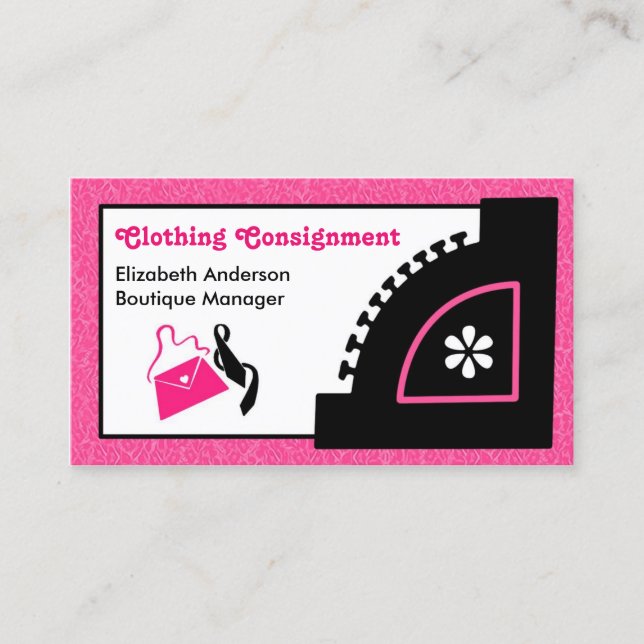 Girly Pink Leopard Clothing Consignment Boutique Business Card (Front)