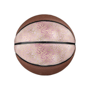 Girly Pink Leopard Print Mini Basketball