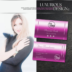 Girly Pink Lilac Shimmer Sparkle Diamonds add Logo Business Card