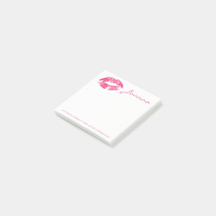 Girly Pink Lips With Monogram Post-it Notes
