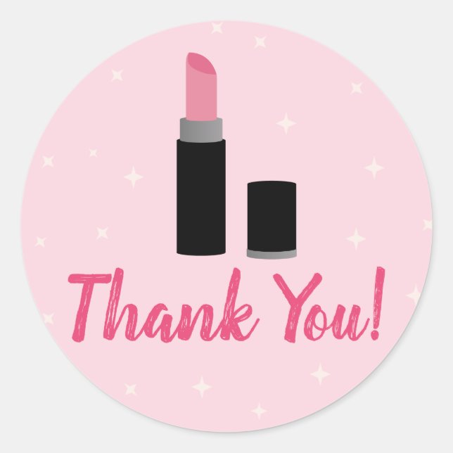 Girly Pink Makeup Glamour Birthday  Classic Round Sticker (Front)
