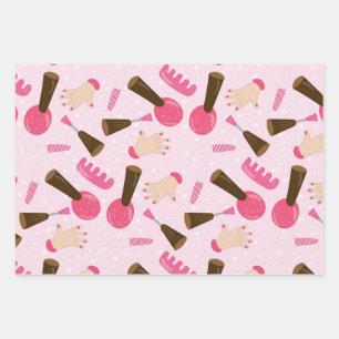 Girly Pink Manicurist Nail Polish Pretty Pattern Wrapping Paper Sheet