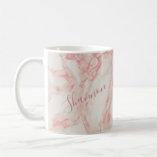 Girly Pink Marbled Beautiful Marble Custom Name Coffee Mug