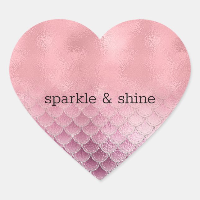 Girly Pink Mermaid Heart Sticker (Front)