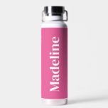 Girly Pink Minimalist Personalized Thor Water Bottle<br><div class="desc">Fun,  flirty pink with simple vertical block lettering to personalize for each guest at the bachelorette party. Pretty keepsake favour for any event-bachelorette,  girls weekend,  family reunion,  pool party and more! Message me if you want something different than what you see here-happy to create something custom for you.</div>
