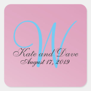Girly Pink Modern 3d Monogram Square Sticker