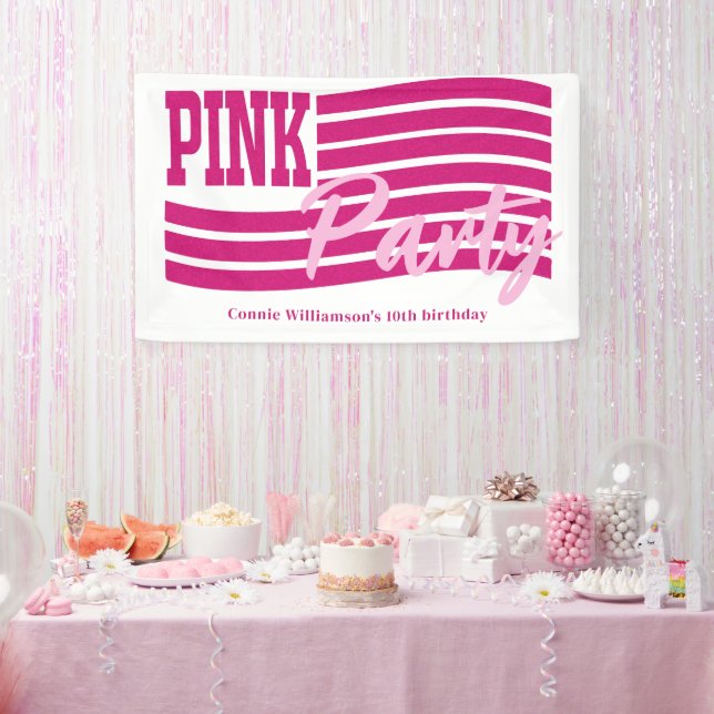 Girly pink modern birthday  banner (Party)