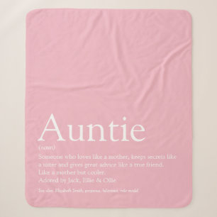 Girly Pink Modern Fun Cool Aunt Auntie Quote Sherpa Blanket