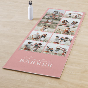 Girly pink modern minimal elegant photo collage yoga mat