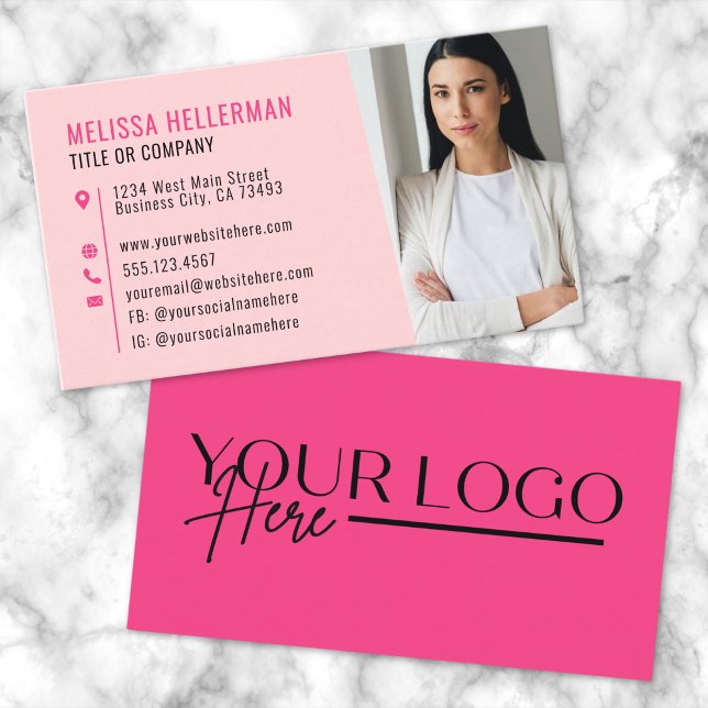 Girly Pink Modern Minimalist Logo Business Card (Girly Pink Modern Minimalist Logo Business Card )