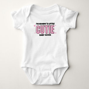 Girly Pink Mommy Little Cutie Personalized  Baby Bodysuit