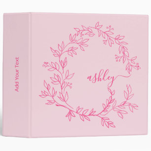 Girly Pink Monogram Back to School Binder