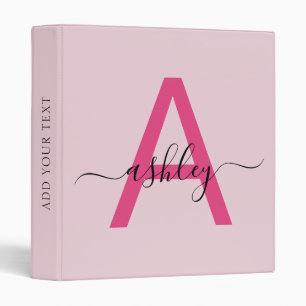 Girly Pink Monogram Back to School Binder