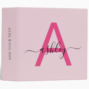 Girly Pink Monogram Back to School Binder