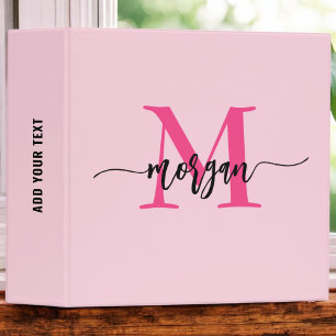 Girly Pink Monogram Back to School Binder