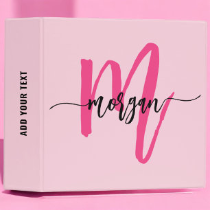 Girly Pink Monogram Back to School Binder