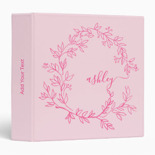 Girly Pink Monogram Back to School Binder
