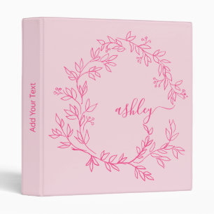 Girly Pink Monogram Back to School Binder