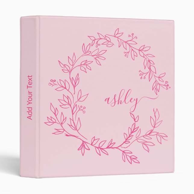 Girly Pink Monogram Back to School Binder (Front/Spine)