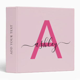 Girly Pink Monogram Back to School Binder