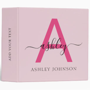 Girly Pink Monogram Back to School Binder