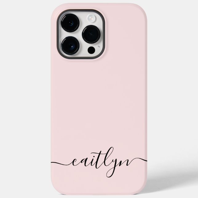 Girly Pink Monogram Modern Script Personalized Case-Mate iPhone Case (Back)