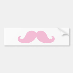 Girly Pink Moustache Bumper Sticker