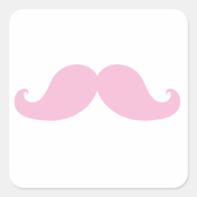 Girly Pink Moustache Square Sticker (Front)