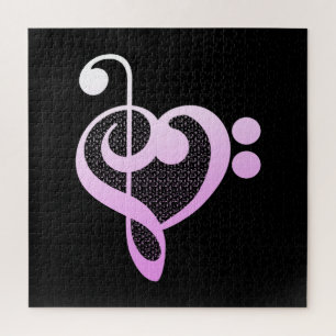 Girly Pink Music Musician Heart Jigsaw Puzzle