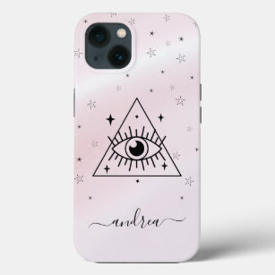 Girly Pink Mystic Magic Mystique Eye & Name Trendy iPhone 13 Case