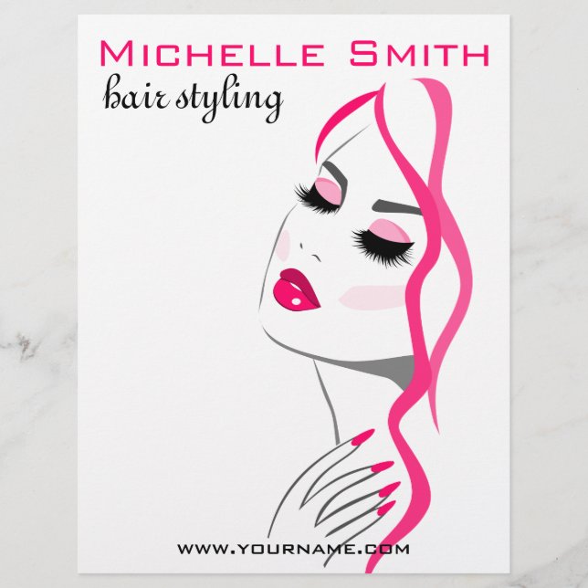 Girly Pink Nail Salon Hair Stylist Makeup Artist Flyer (Front)