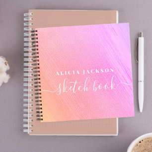 Girly pink name personalized modern sketchbook notebook