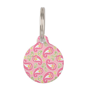 Girly Pink Paisley Pet Tag