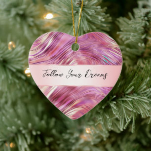 Girly Pink Pearl Rose Gold Glam Ceramic Ornament