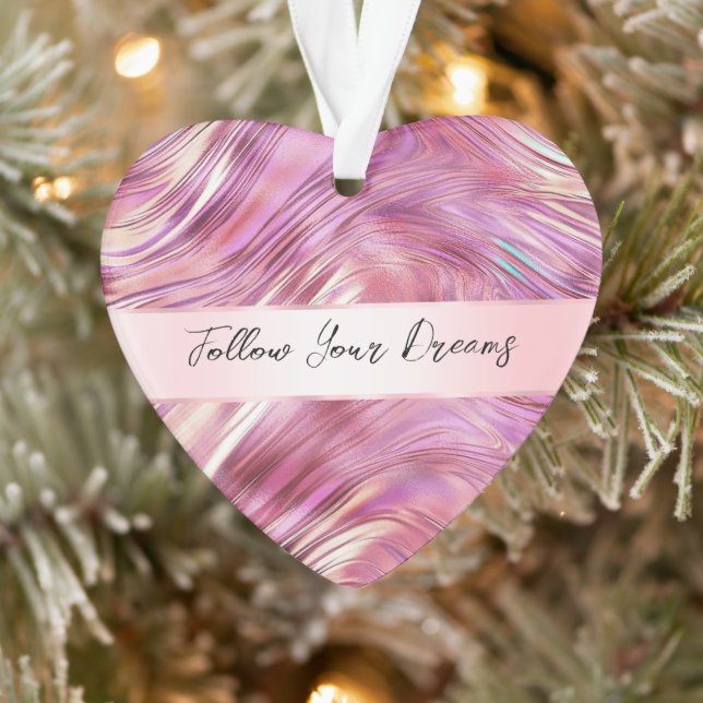 Girly Pink Pearl Rose Gold Glam Ornament (Tree)