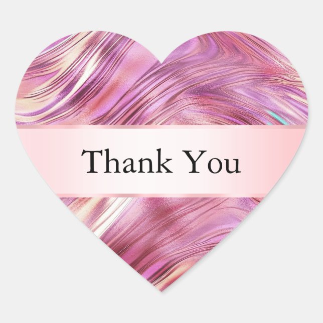 Girly Pink Pearl Rose Gold Glam Thank You Heart Sticker (Front)