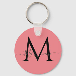 Girly Pink Personalized Monogram  Keychain