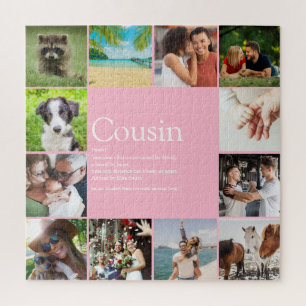 Girly Pink Photo Collage Fun Cousin Definition Jigsaw Puzzle