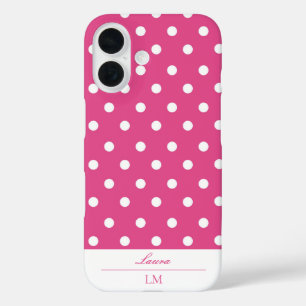 Girly Pink Polka Dot iPhone 16 Case