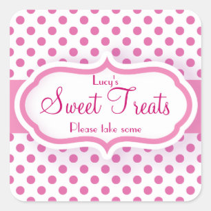 Girly Pink Polka Dot Pattern Cute Stickers
