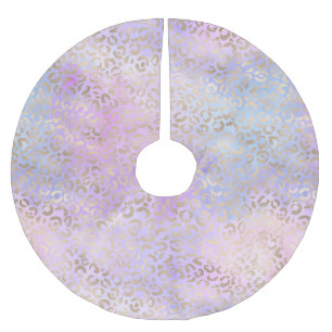 Girly Pink Purple Aqua Glam Gold Leopard Print Brushed Polyester Tree Skirt