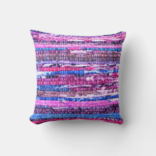 Girly Pink Purple Boho Yarn Photo Throw Pillow