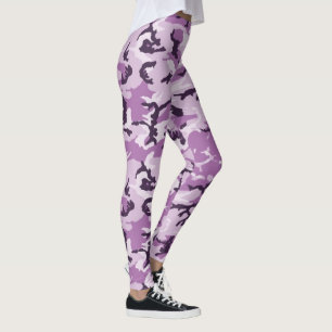 Girly Pink / Purple Woodland Camouflage Pattern Leggings