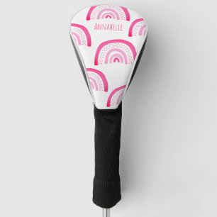 Girly Pink Rainbow Personalized Pattern Golf Head Cover