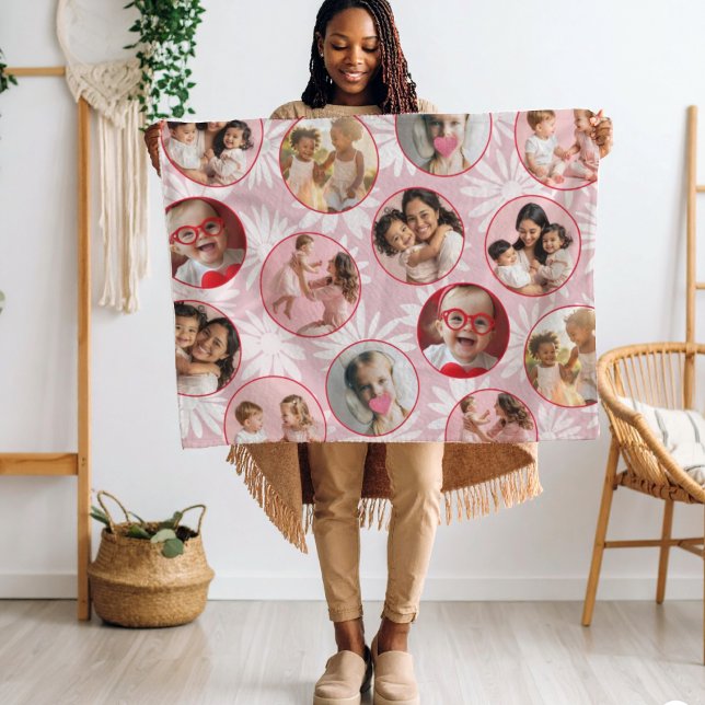 Girly Pink & Red 7 Round Photo  Fleece Blanket (Creator Uploaded)