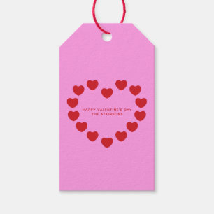 Girly pink red hearts cute custom Galentine's Day Gift Tags