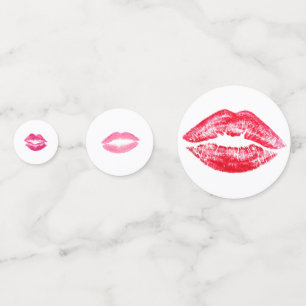 Girly Pink Red Kiss Lipstick Bachelorette Party Confetti