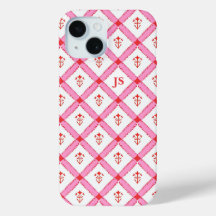 Girly Pink & Red Pattern With Initials