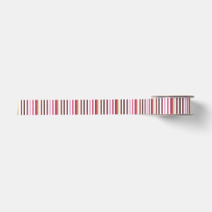 Girly Pink Red Wide Horizontal Stripes Pattern Satin Ribbon